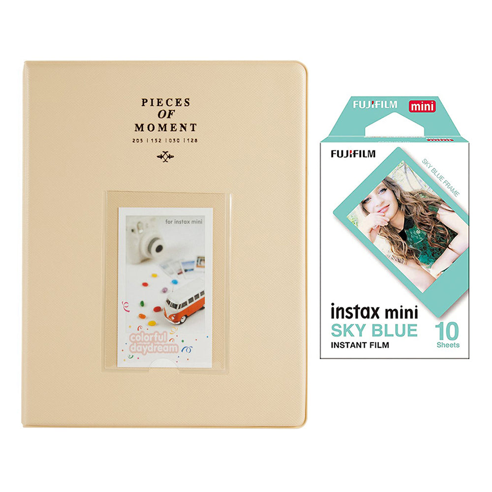 Fujifilm Instax Mini 10X1 sky blue Instant Film With 128-sheet Album for mini film Beige