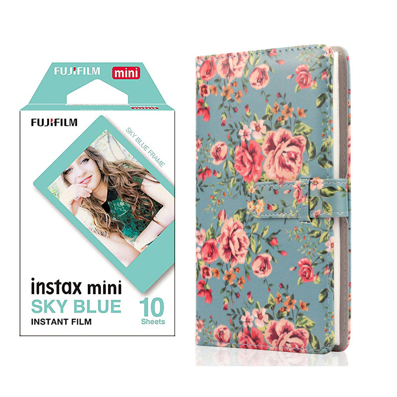 Fujifilm Instax Mini 10X1 sky blue Instant Film with 96-sheet Album for mini film Blue rose