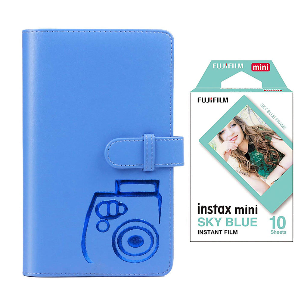 Fujifilm Instax Mini 10X1 sky blue Instant Film with 96-sheet Album for mini film Cobalt blue