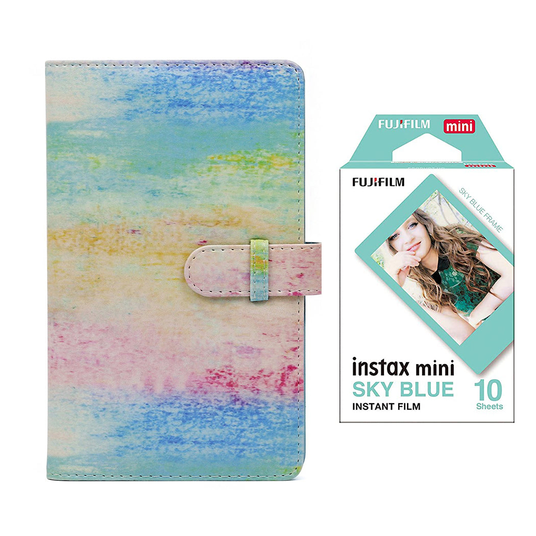 Fujifilm Instax Mini 10X1 sky blue Instant Film with 96-sheet Album for mini film (Watercolor)