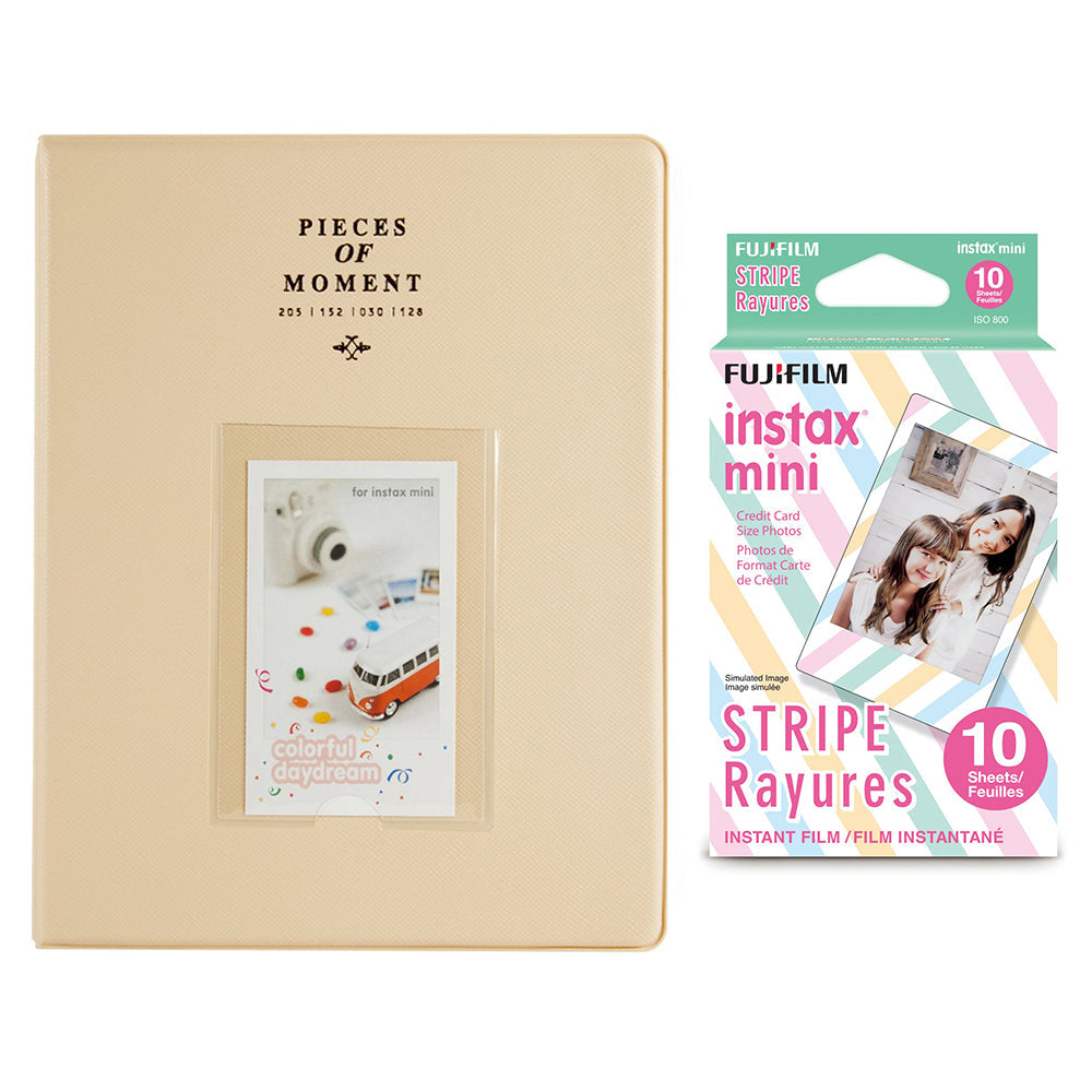 Fujifilm Instax Mini 10X1 stripe Instant Film With 128-sheet Album for mini film Beige