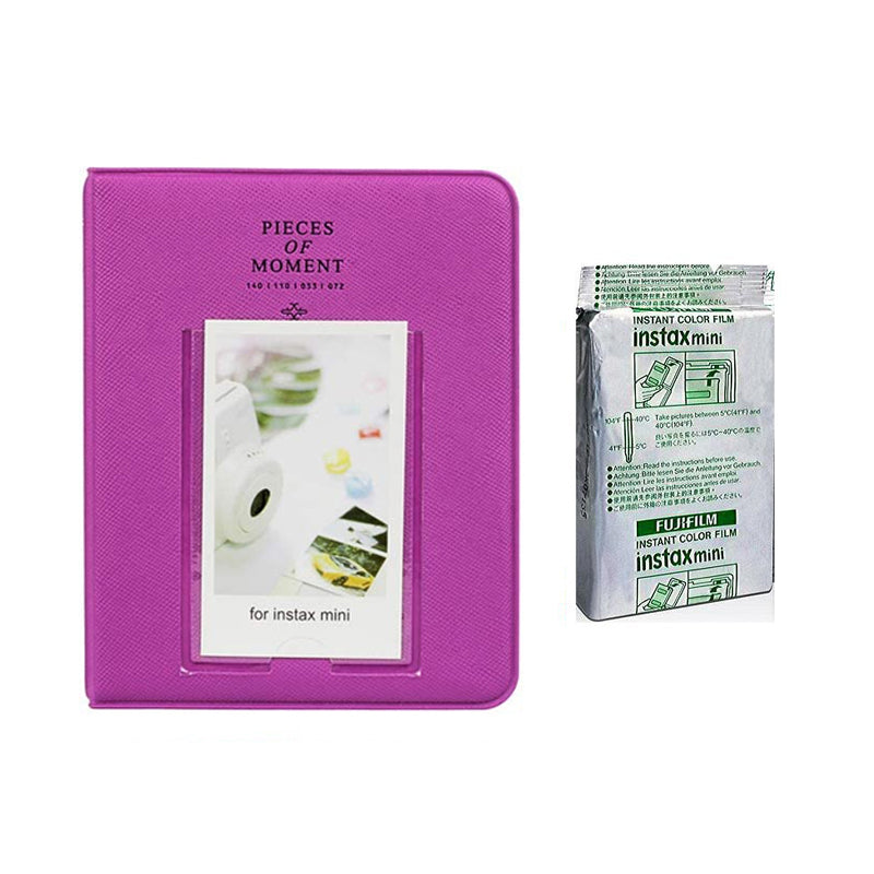 Fujifilm Instax Mini 10X1 stripe Instant Film with Instax Time Photo Album 64 Sheets (grape purple)