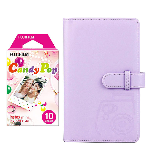 Fujifilm Instax Mini 10X1 candy pop Instant Film with 96-sheet Album for mini film Lilac purple