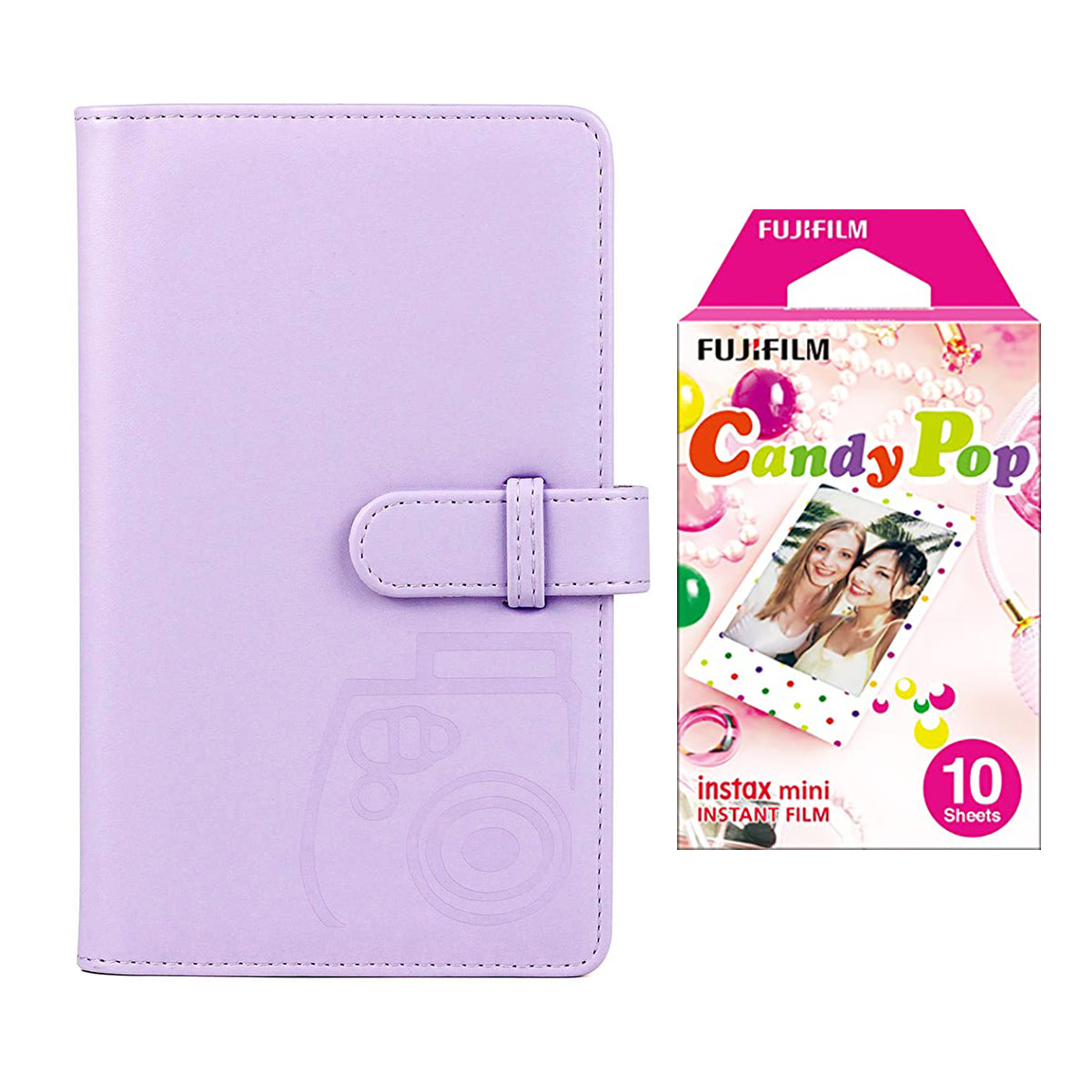 Fujifilm Instax Mini 10X1 candy pop Instant Film with 96-sheet Album for mini film Lilac purple