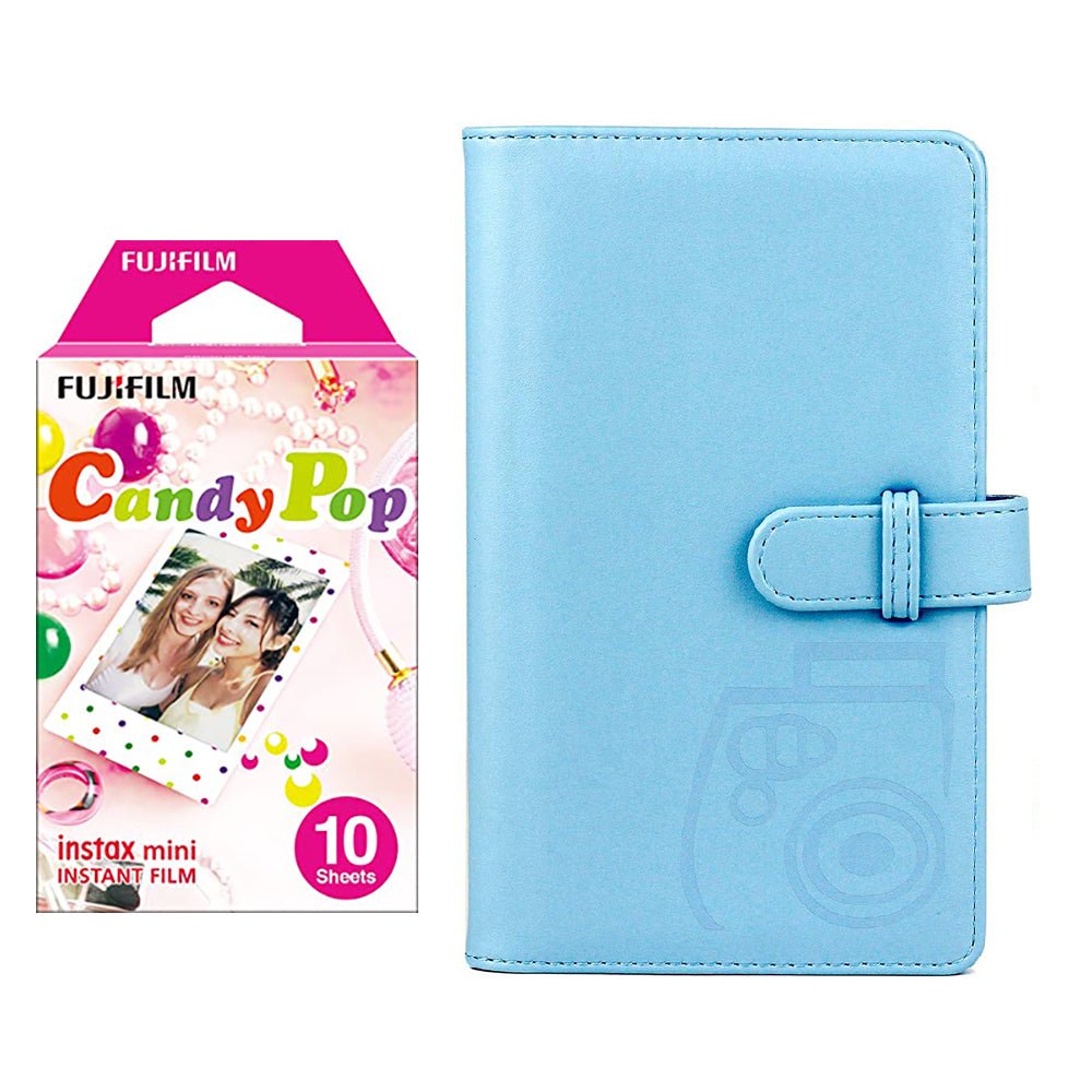 Fujifilm Instax Mini 10X1candy pop Instant Film with 96-sheet Album for mini film Sky blue