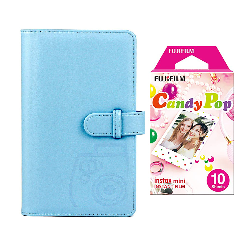 Fujifilm Instax Mini 10X1candy pop Instant Film with 96-sheet Album for mini film Sky blue