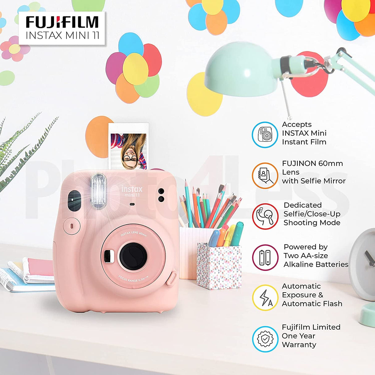 FUJIFILM INSTAX Mini 11 Instant Film Camera (Blush Pink)