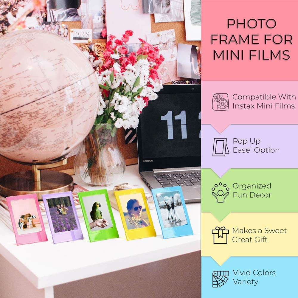 ZENKO 5 in 1 Plastic Photo frame for Mini film (Pink/blue/purple/green/yellow)