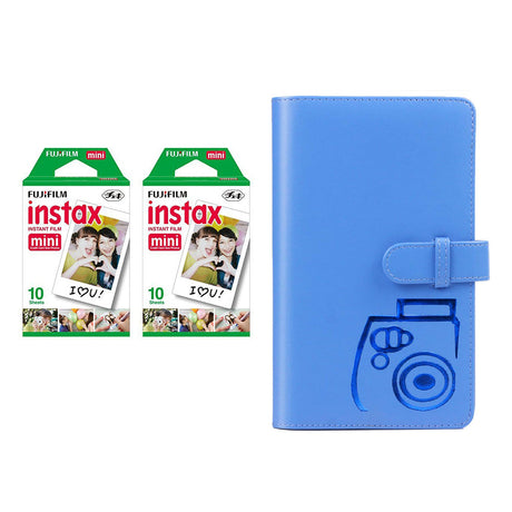 Fujifilm Instax Mini 2 Pack 10 Sheets Instant Film with 96-sheet Album for mini film Cobalt blue