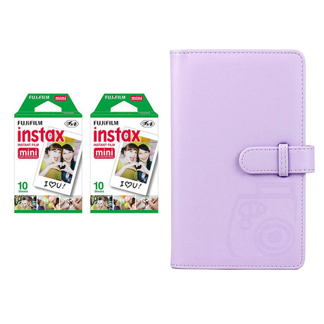 Fujifilm Instax Mini 2 Pack 10 Sheets Instant Film with 96-sheet Album for mini film Lilac purple