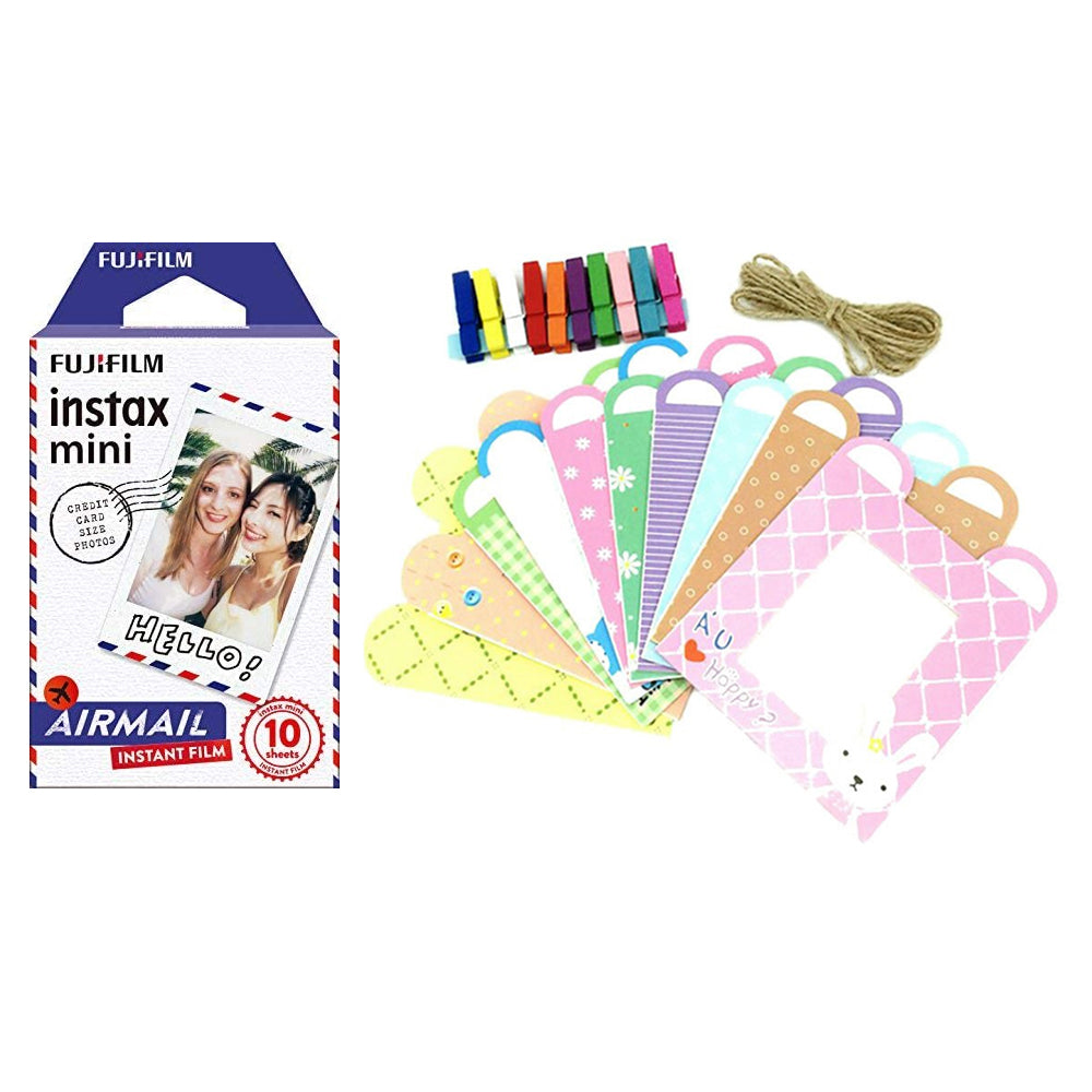 Fujifilm Instax Mini Airmail Film With Rabbit Design Hanging Paper Photo Frame - 10 Exposures