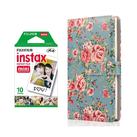 Fujifilm Instax Mini Single Pack 10 Sheets Instant Film with 96-sheet Album for mini film Blue rose
