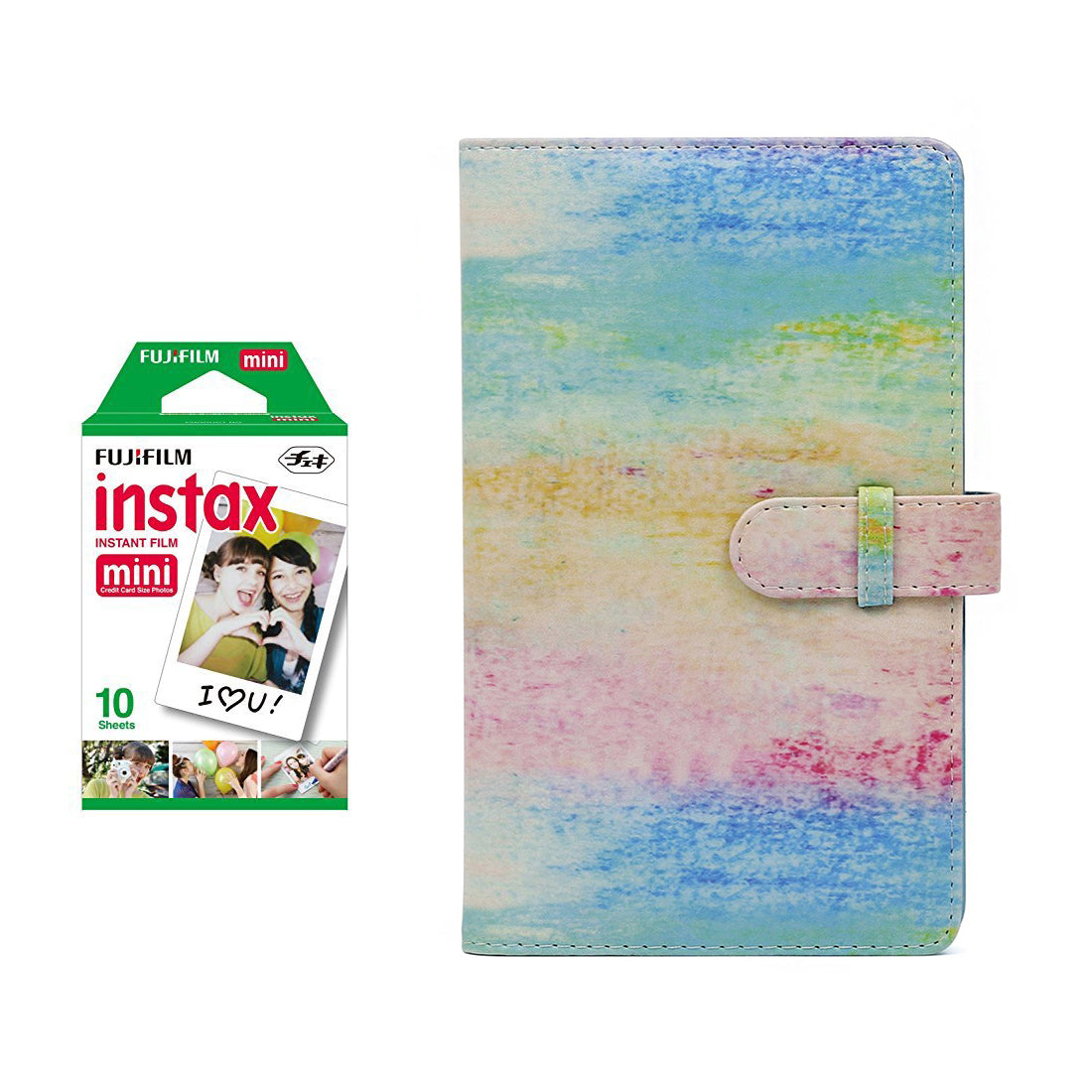 Fujifilm Instax Mini Single Pack 10 Sheets Instant Film with 96-sheet Album for mini film (Watercolor)