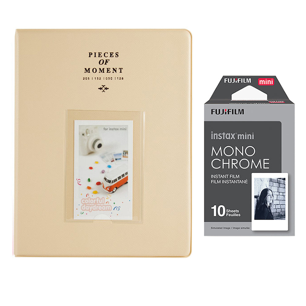 Fujifilm Instax Mini 10X1 Monochrome Instant Film With 128-sheet Album for mini film Beige