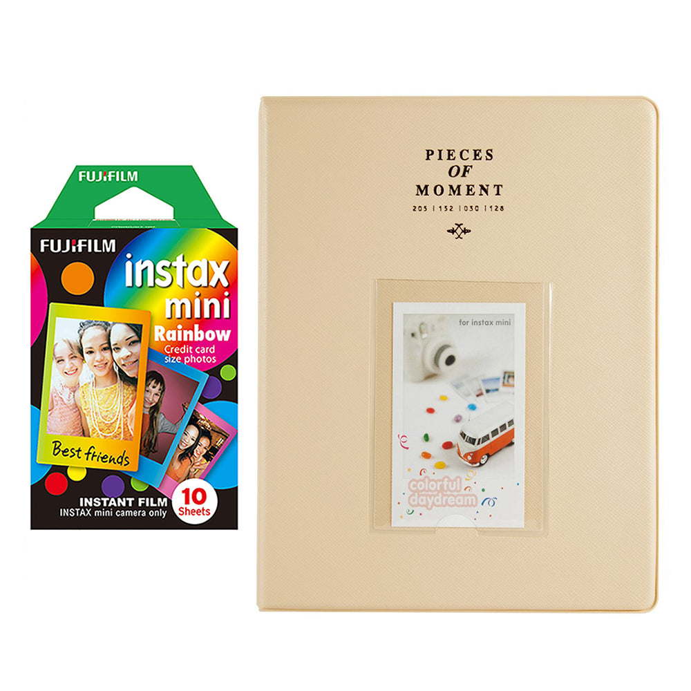 Fujifilm Instax Mini 10X1 rainbow Instant Film With 128-sheet Album for mini film Beige