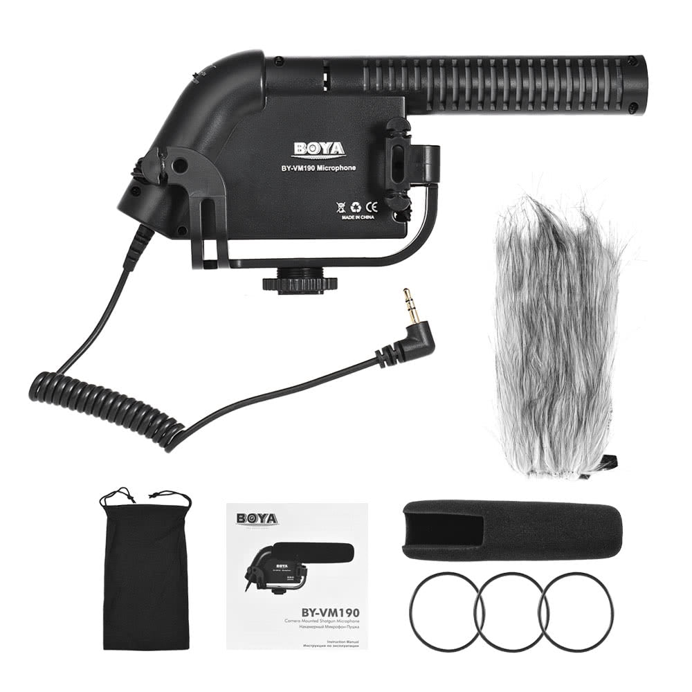 BOYA BY-VM190 Video Condenser Shotgun Microphone(Fur & Foam Windscreen Included)