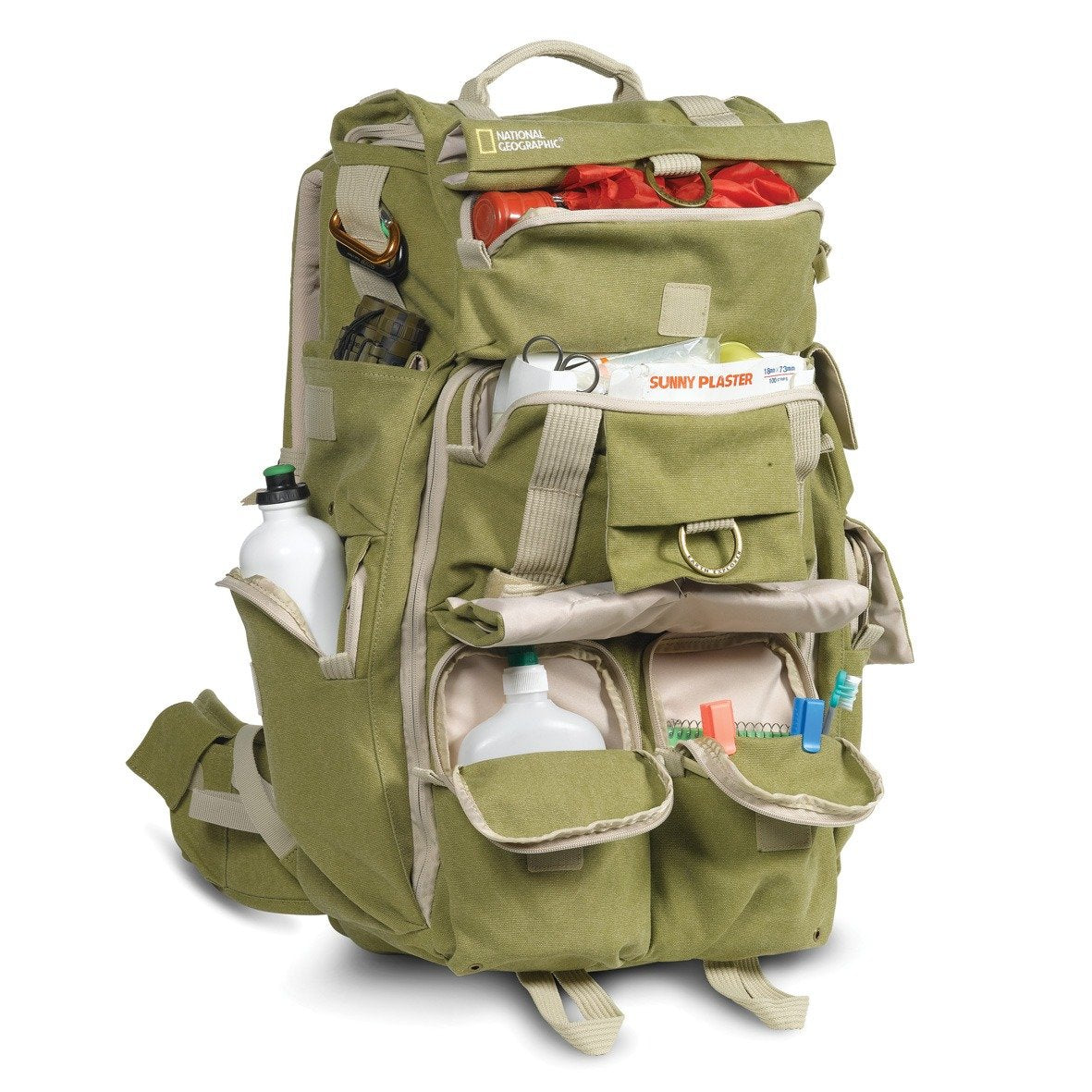 National Geographic NG 5738 Large Backpack for Personal Gear 2-3 DSLRs Accessories Laptop (Khaki)