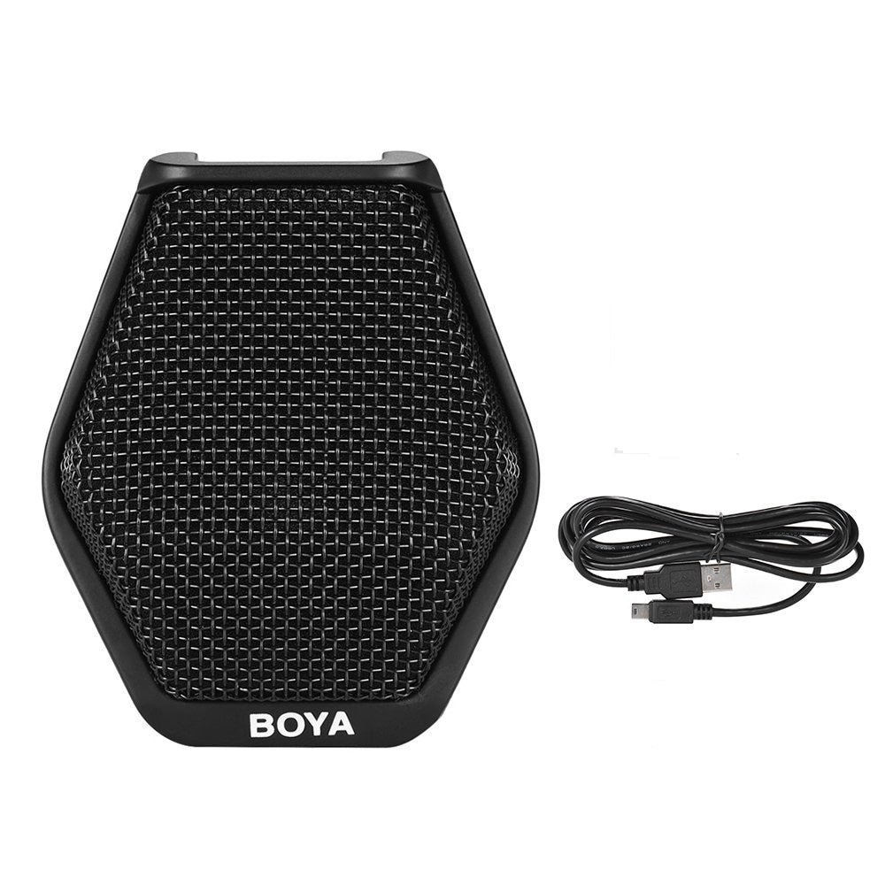 BOYA BY-MC2 Super-cardioid Condenser Conference Microphone with 3.5mm Audio Jack & 5V USB Interface 16ft Pickup Distance for Conference Room Seminars and Other Occasions