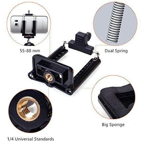 ZENKO Camera Stand Clip Bracket Holder Tripod Monopod Mount Adapter for Mobile Phone - Black