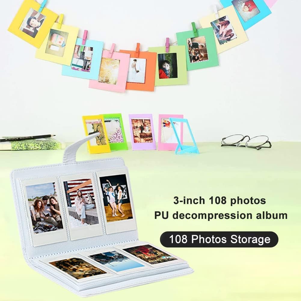 Zikkon Instax Mini Compatible 108 sheet Album for Fujifilm Instax Mini Film Clay White