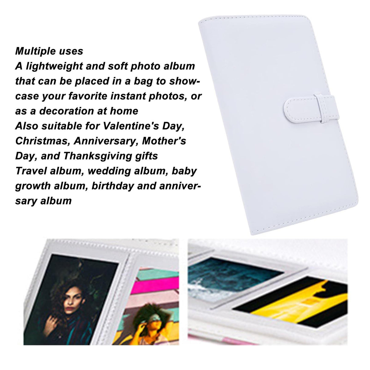 Zikkon Instax Mini Compatible 108 sheet Album for Fujifilm Instax Mini Film Clay White