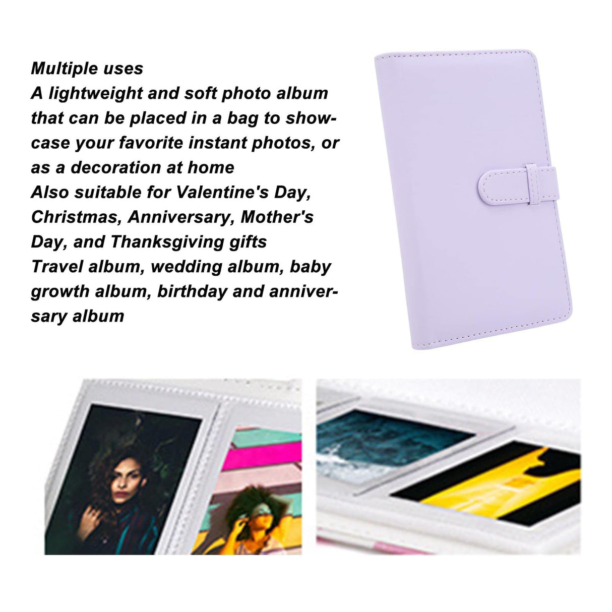 Zikkon Instax Mini Compatible 108 sheet Album for Fujifilm Instax Mini Film Lilac Purple
