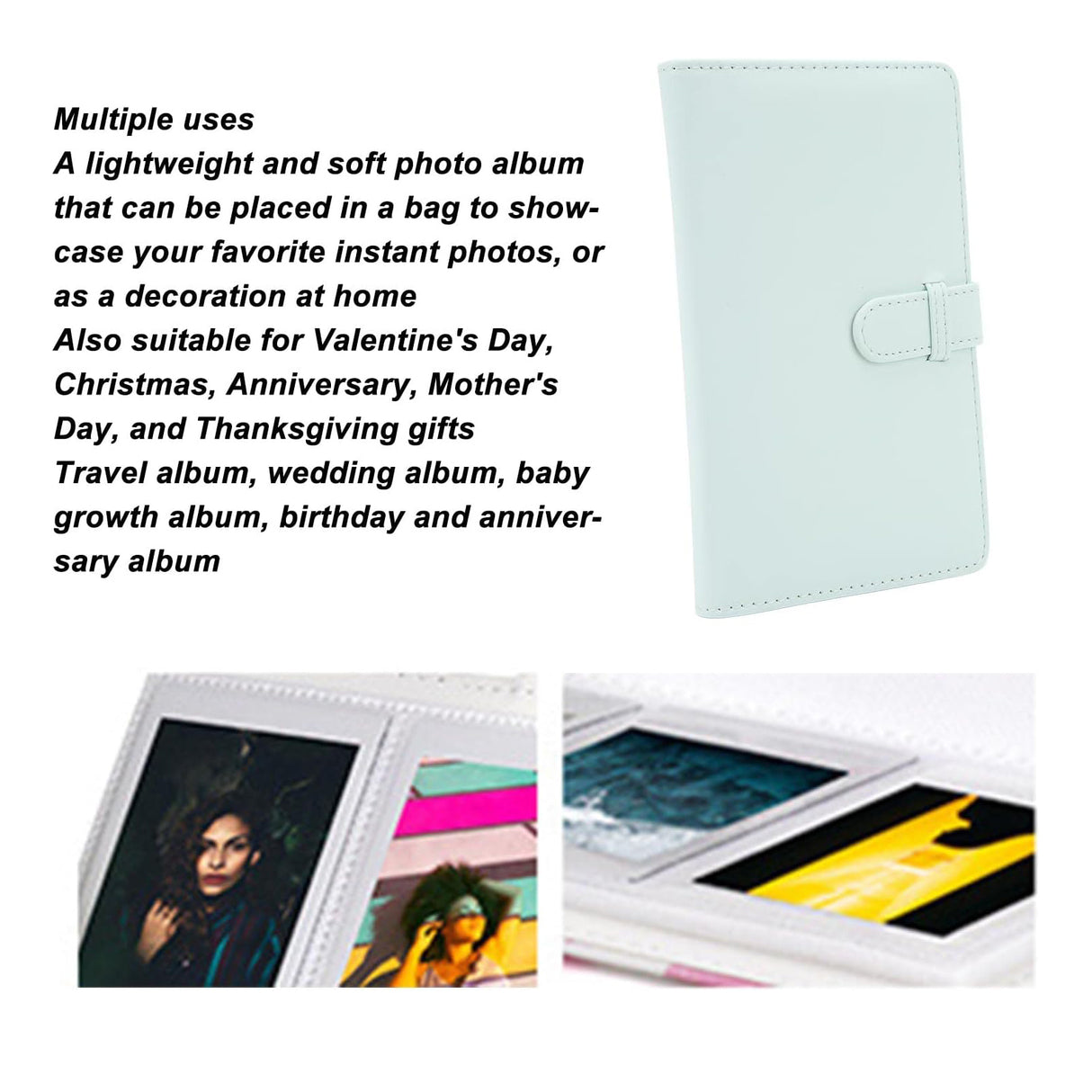Zikkon Instax Mini Compatible 108 sheet Album for Fujifilm Instax Mini Film Mint Green