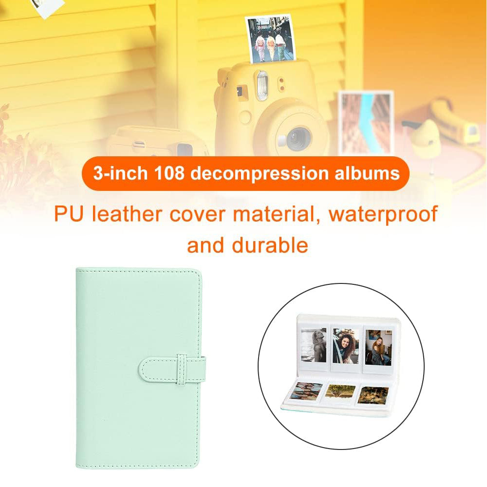 Zikkon Instax Mini Compatible 108 sheet Album for Fujifilm Instax Mini Film Mint Green
