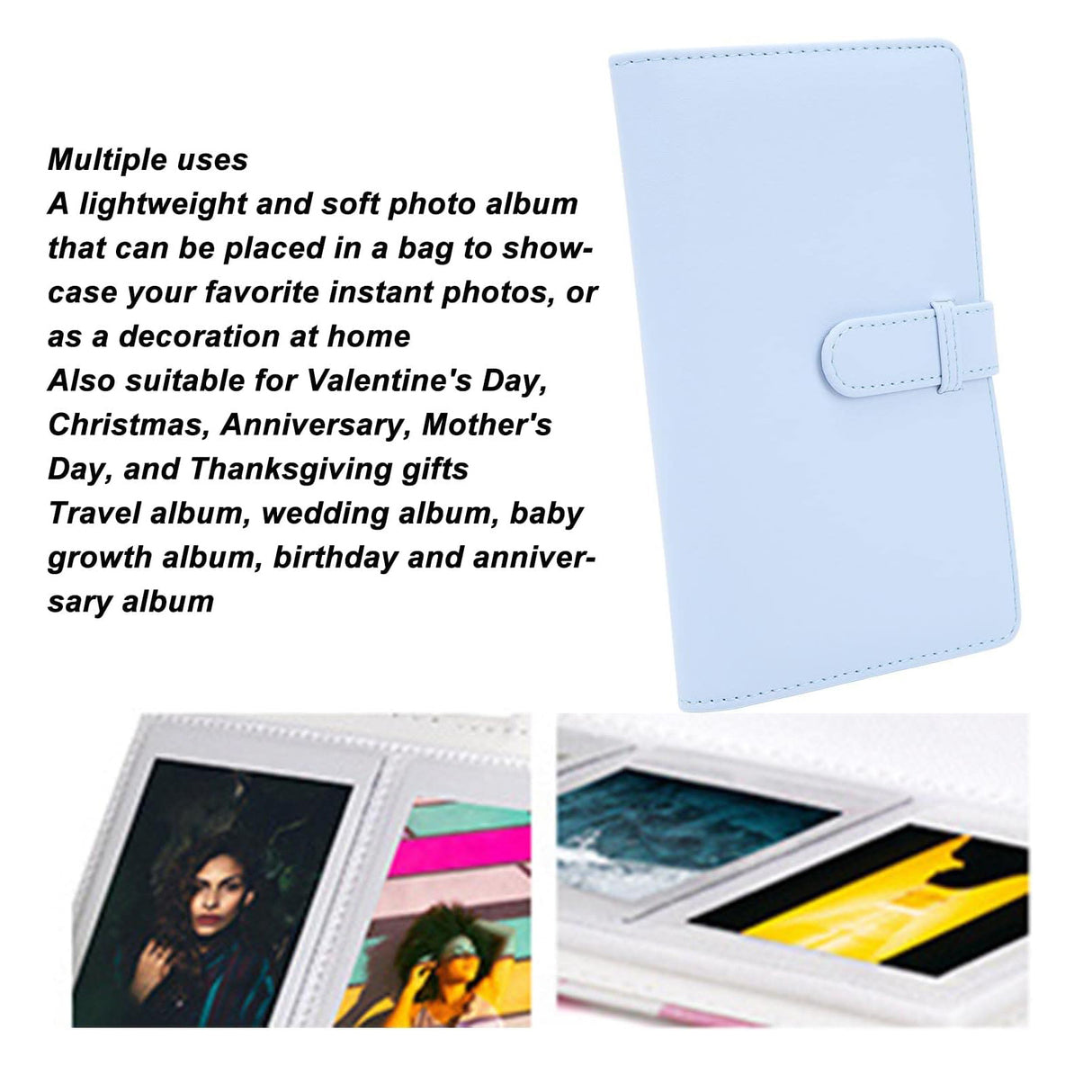 Zikkon Instax Mini Compatible 108 sheet Album for Fujifilm Instax Mini Film Pastel Blue