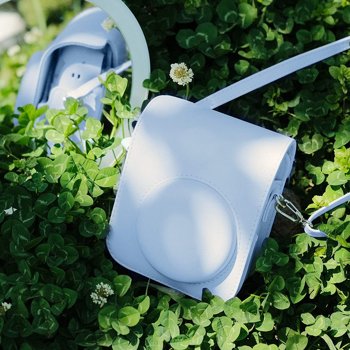 Zikkon Instax Mini 12 Protective Camera Case PU Leather Carrying Bag Pastel Blue