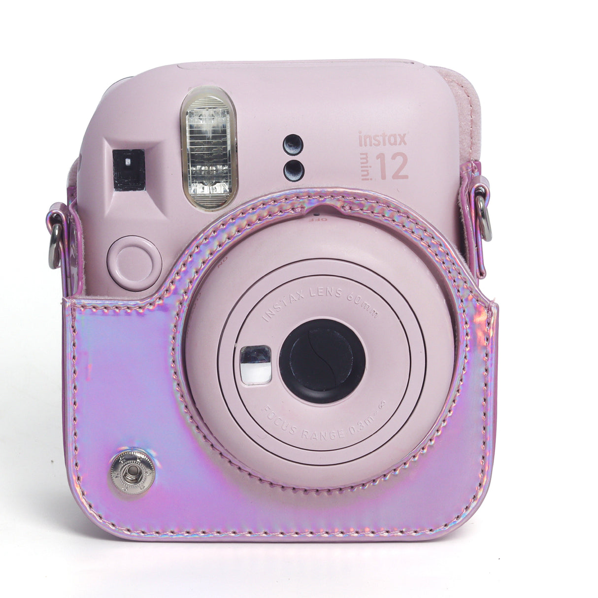 Zikkon Instax Mini 12 Protective Camera Case PU Leather Carrying Bag Holographic pink