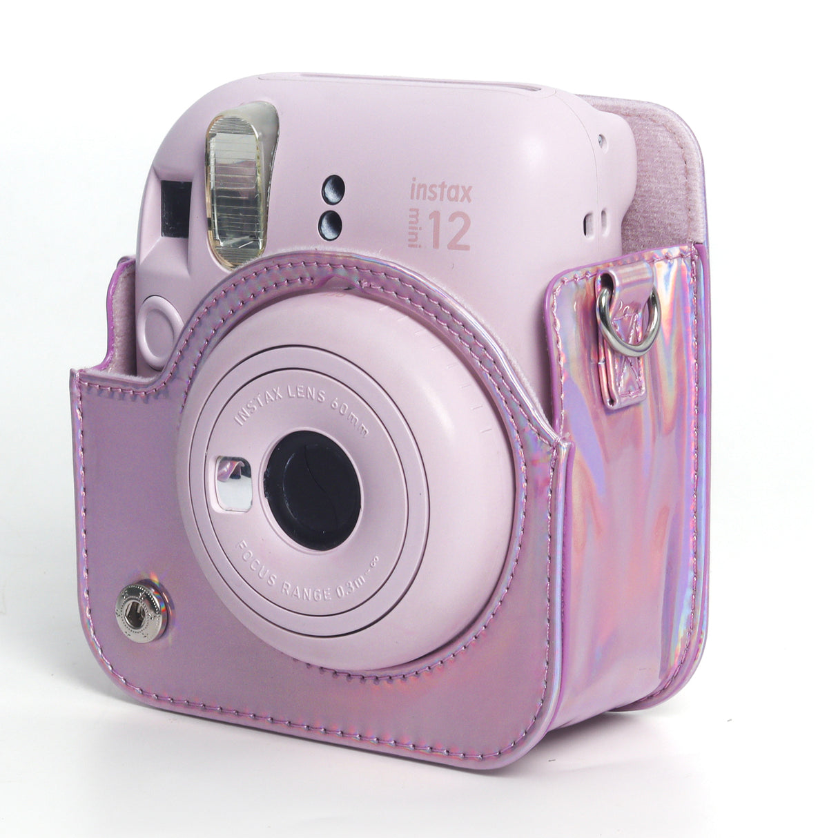 Zikkon Instax Mini 12 Protective Camera Case PU Leather Carrying Bag Holographic pink