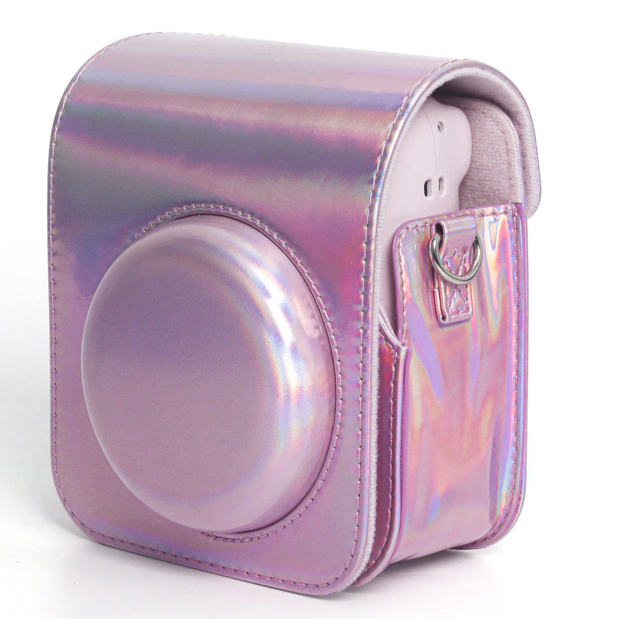 Zikkon Instax Mini 12 Protective Camera Case PU Leather Carrying Bag Holographic pink