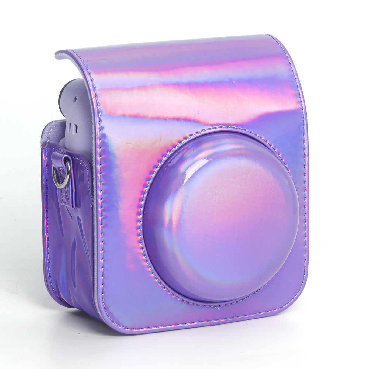 Zikkon Instax Mini 12 Protective Camera Case PU Leather Carrying Bag Holographic purple