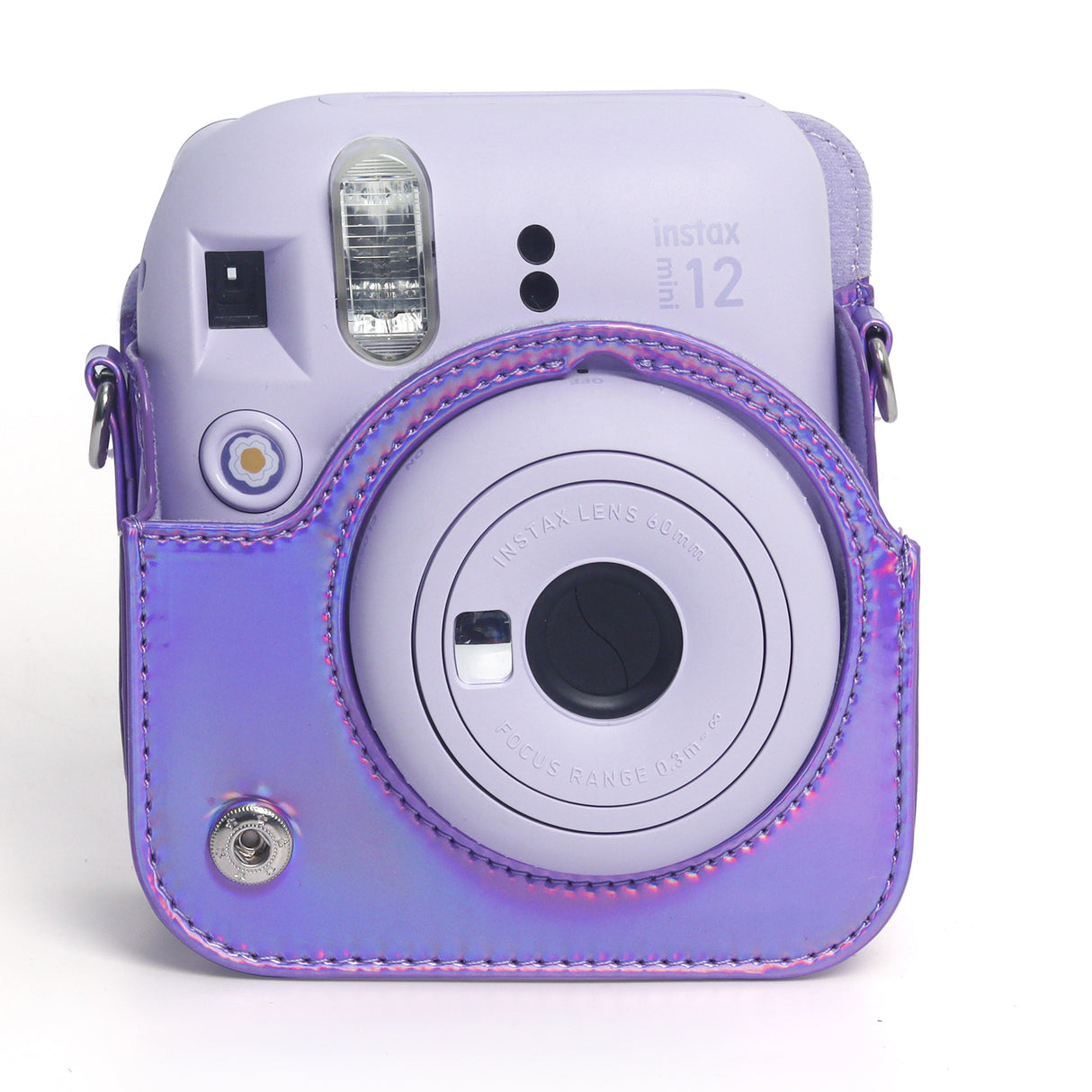 Zikkon Instax Mini 12 Protective Camera Case PU Leather Carrying Bag Holographic purple