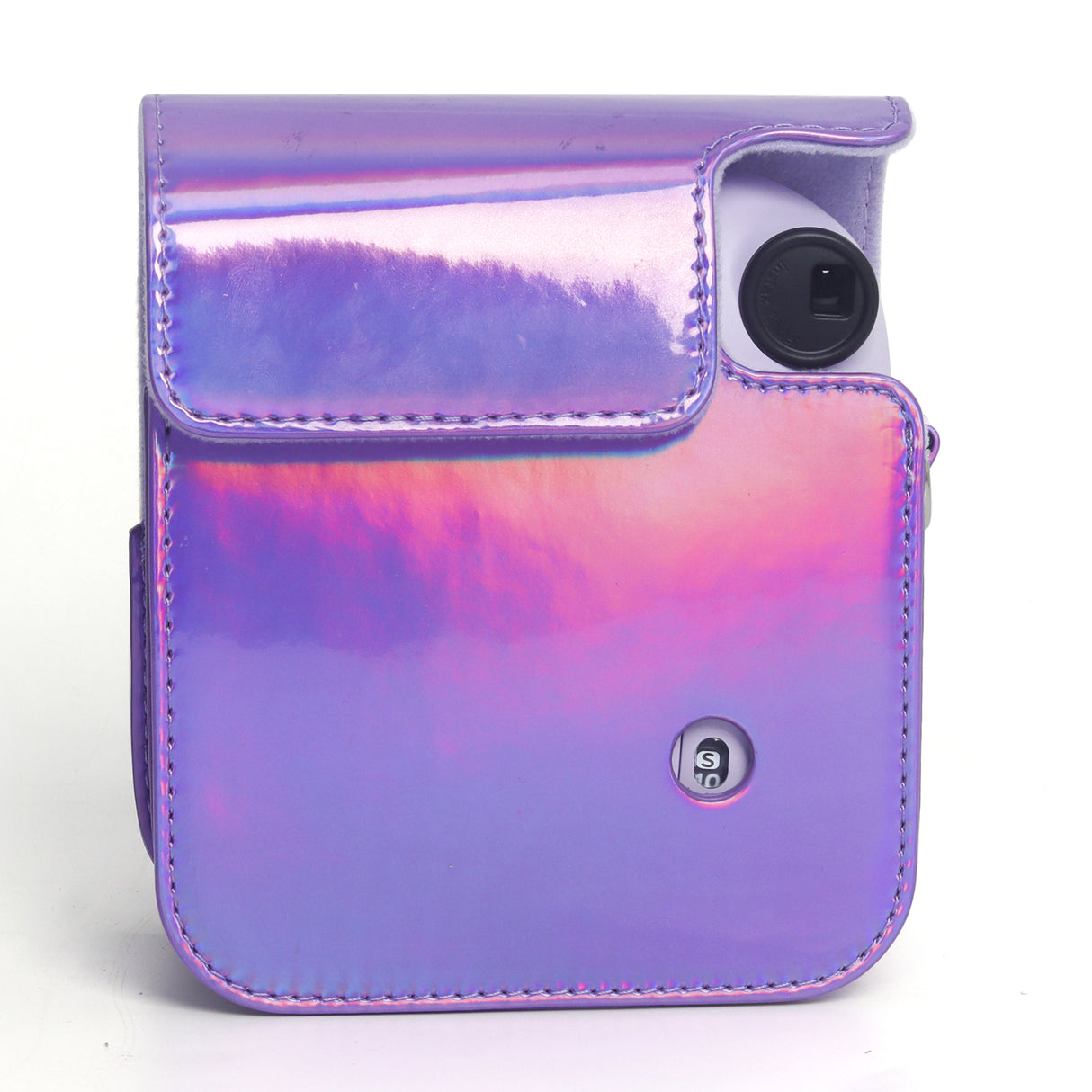 Zikkon Instax Mini 12 Protective Camera Case PU Leather Carrying Bag Holographic purple