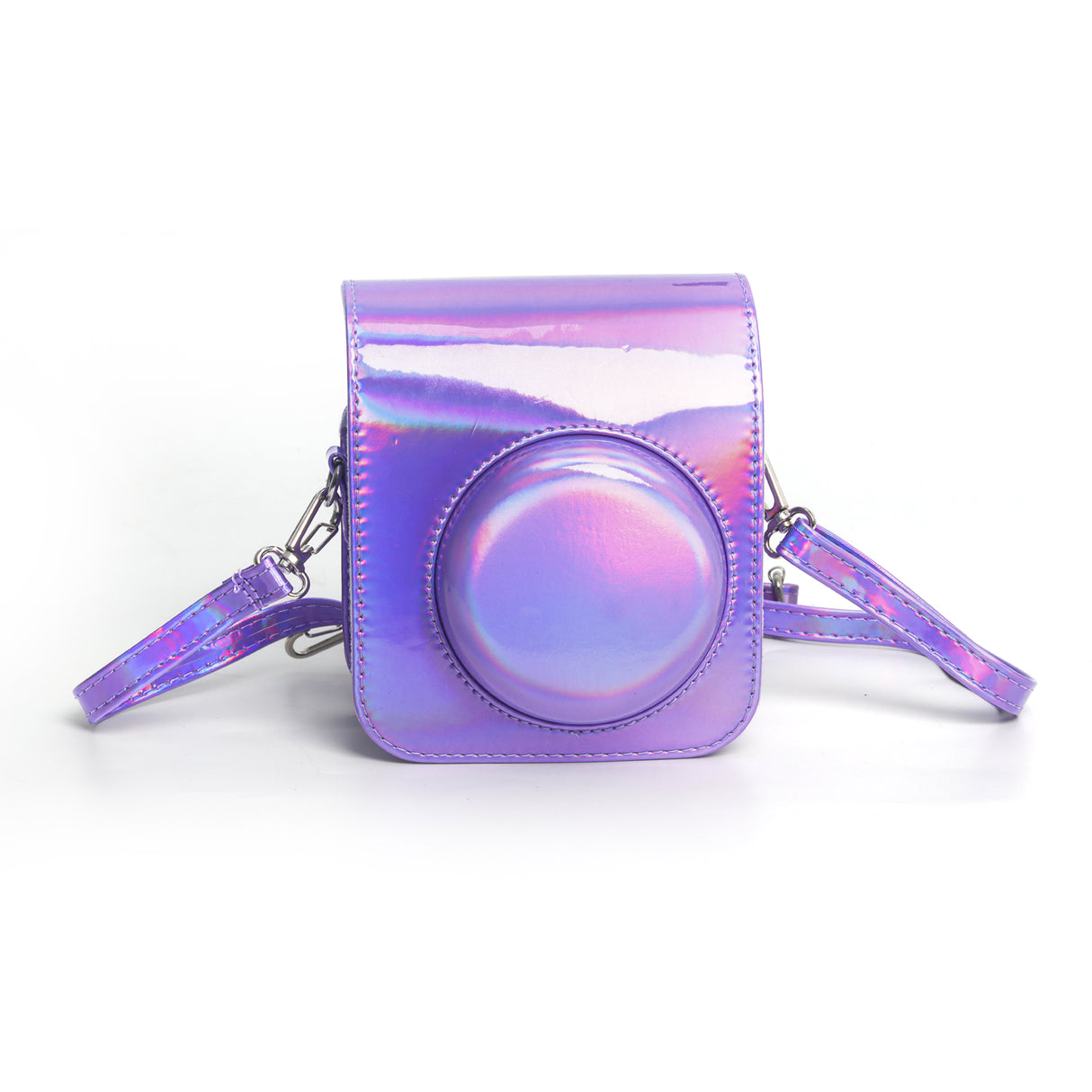 Zikkon Instax Mini 12 Protective Camera Case PU Leather Carrying Bag Holographic purple