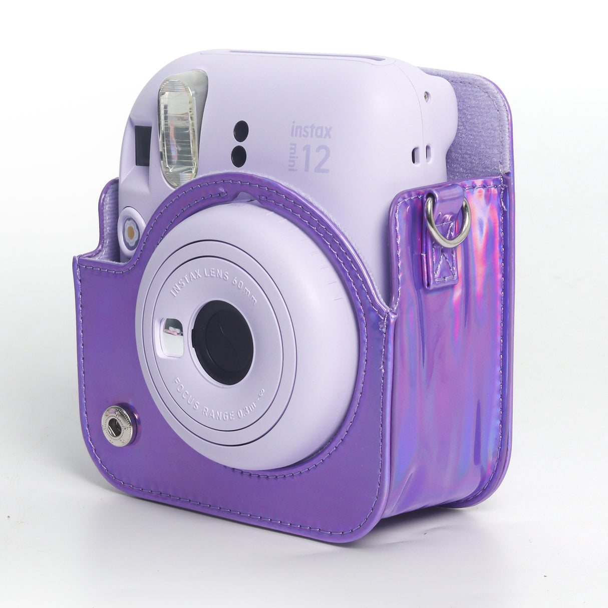Zikkon Instax Mini 12 Protective Camera Case PU Leather Carrying Bag Holographic purple