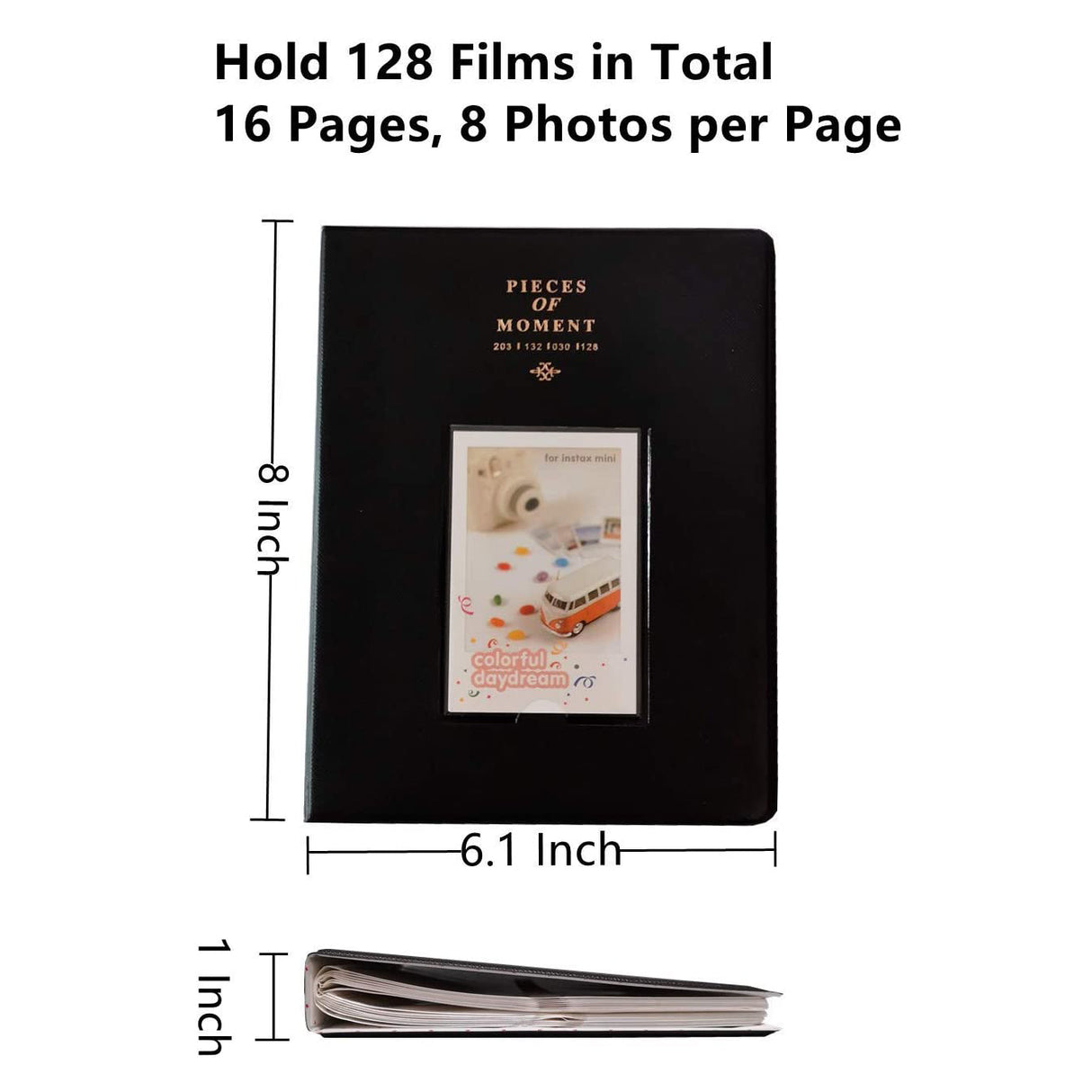 Zikkon Compatible 128 sheet Album for Fujifilm Instax Mini Film (3 inch) Black