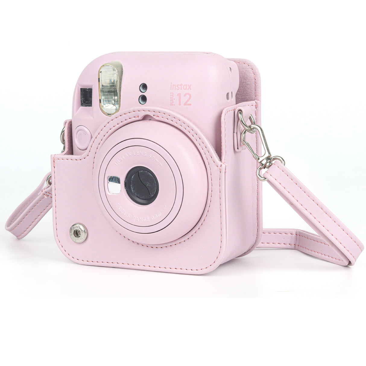 Zikkon Instax Mini 12 Protective Camera Case PU Leather Carrying Bag Blossom Pink