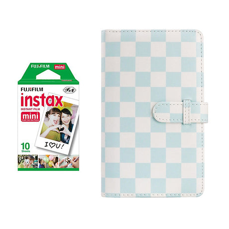 fujifilm Instax Mini 10X1 Instant Film With 96 pocket Album For Mini Film (3 inch) Blue Checkboard
