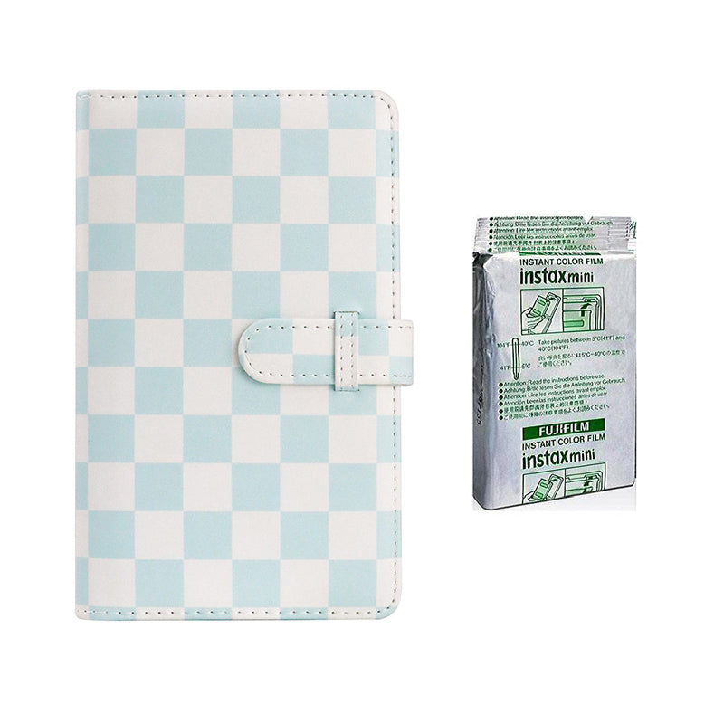 fujifilm Instax Mini 10X1 Instant Film With 96 pocket Album For Mini Film (3 inch) Blue Checkboard