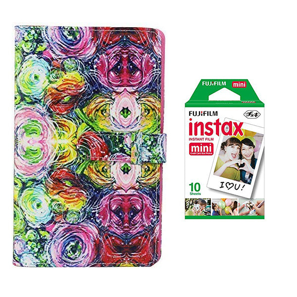 fujifilm Instax Mini 10X1 Instant Film With 96 pocket Album For Mini Film (3 inch) Classic Flower