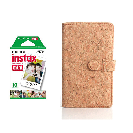 fujifilm Instax Mini 10X1 Instant Film With 96 pocket Album For Mini Film (3 inch) Cork Series