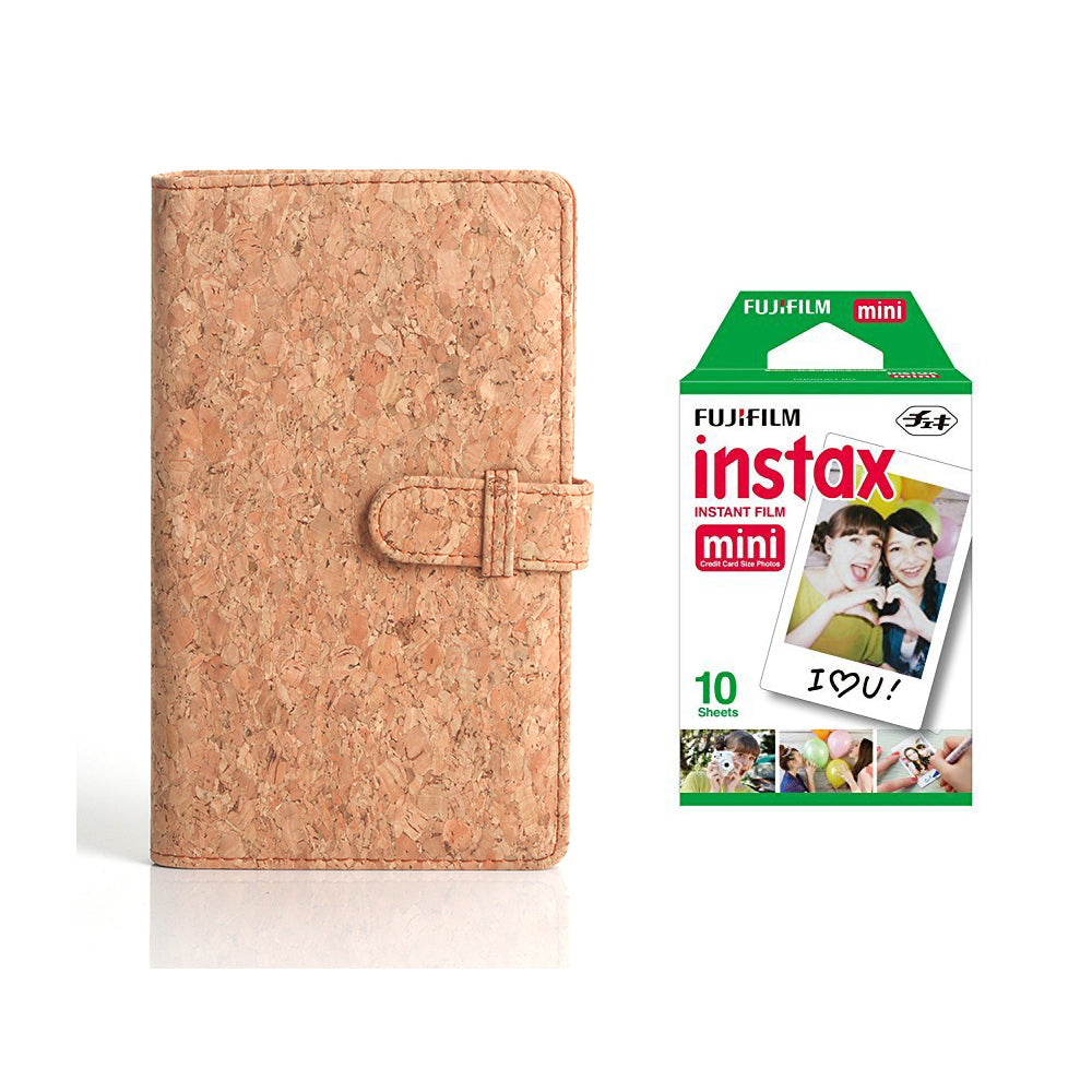 fujifilm Instax Mini 10X1 Instant Film With 96 pocket Album For Mini Film (3 inch) Cork Series