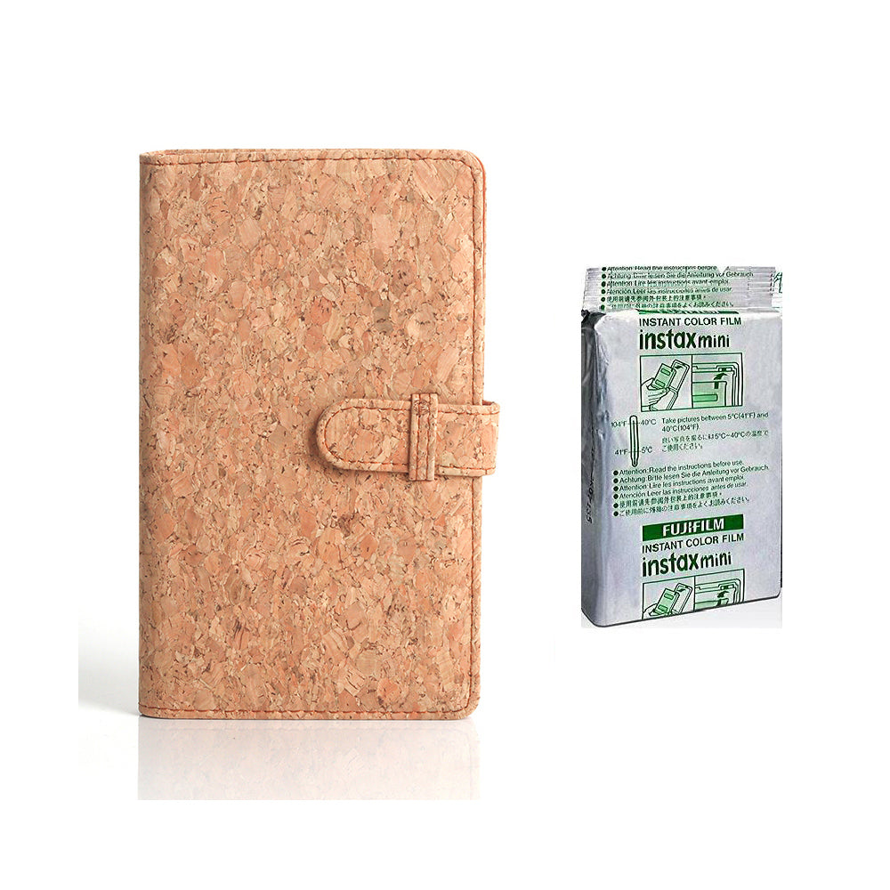 fujifilm Instax Mini 10X1 Instant Film With 96 pocket Album For Mini Film (3 inch) Cork Series