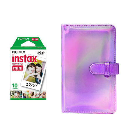 fujifilm Instax Mini 10X1 Instant Film With 96 pocket Album For Mini Film (3 inch) Iridescent purple