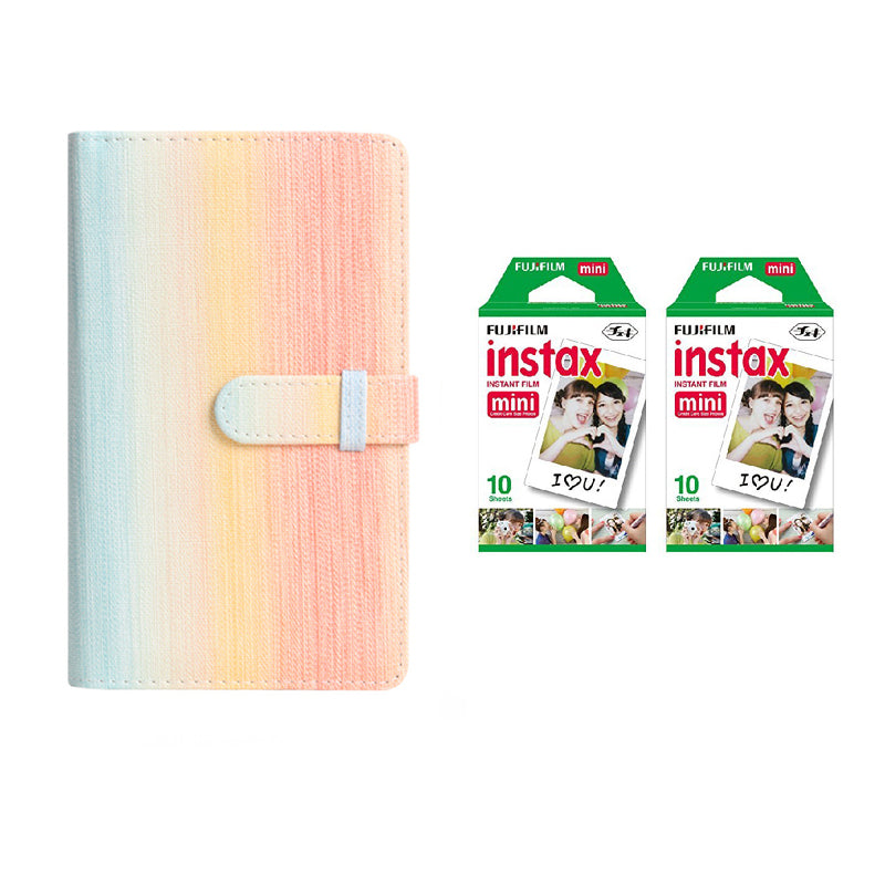 Fujifilm Instax Mini 10X2 Instant Film With 96 pocket Album For Mini Film (3 inch) Rainbow color