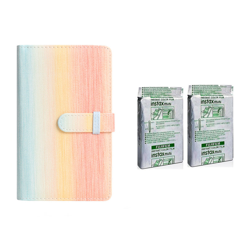 Fujifilm Instax Mini 10X2 Instant Film With 96 pocket Album For Mini Film (3 inch) Rainbow color