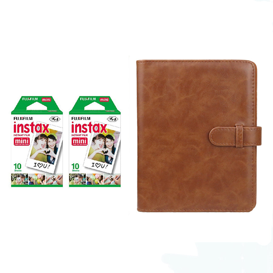 Fujifilm Instax Mini 10X2 Instant Film With Compatible 128 Pockets Mini Photo Album Brown